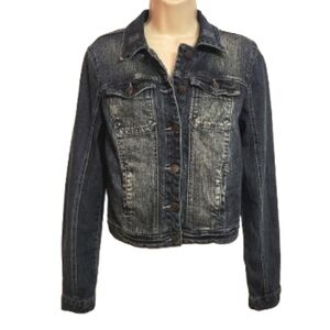 American Rag Cie Denim Jacket Dark Wash Distressed Blue M